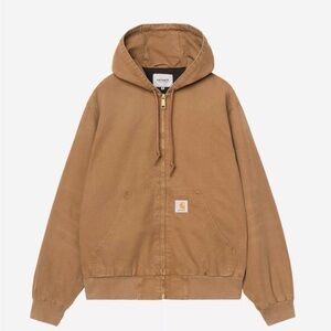 Carhartt WIP OG Active Jacket Hamilton Brown Stone Canvas Zip Hoodie | M